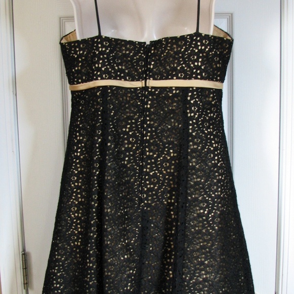 Betsy Adam Dress Black Lace Overlay Gold Petite Women's 12P Party Dress - Picture 7 of 9